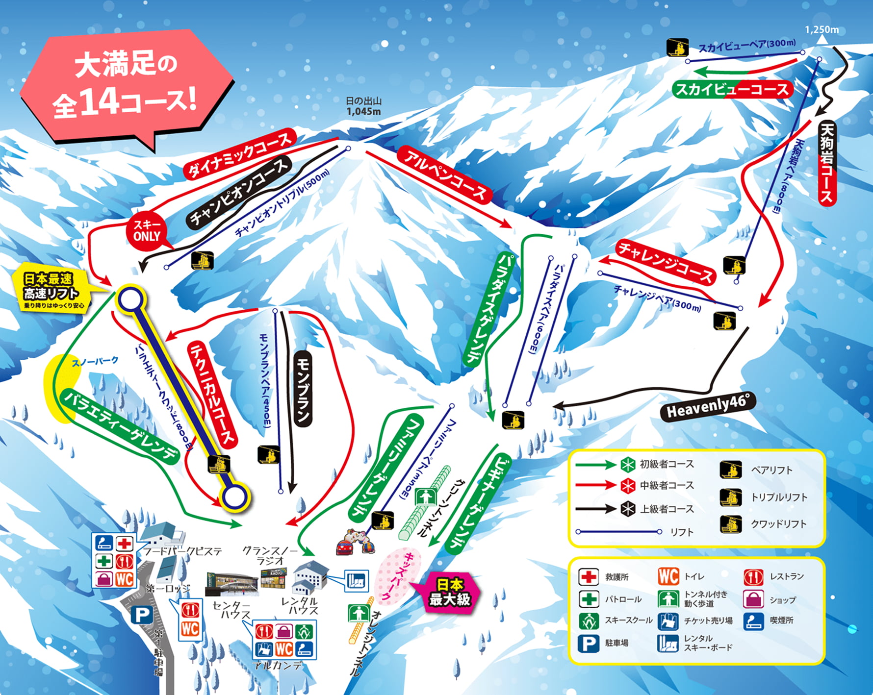 大満足全14コースのマップイラスト