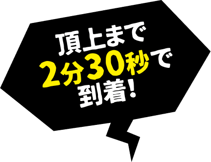 頂上まで2分30秒で到着！